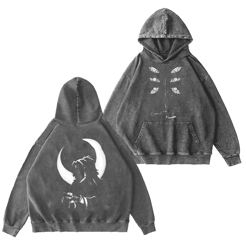 Kokushibo-Demon Slayer Camiseta vintage desgastada/Cuello redondo/Sudadera con capucha