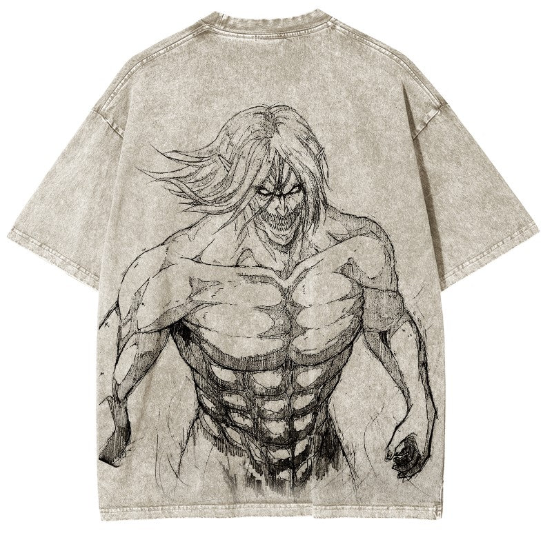 T-shirt unisexe délavé L'Attaque des Titans