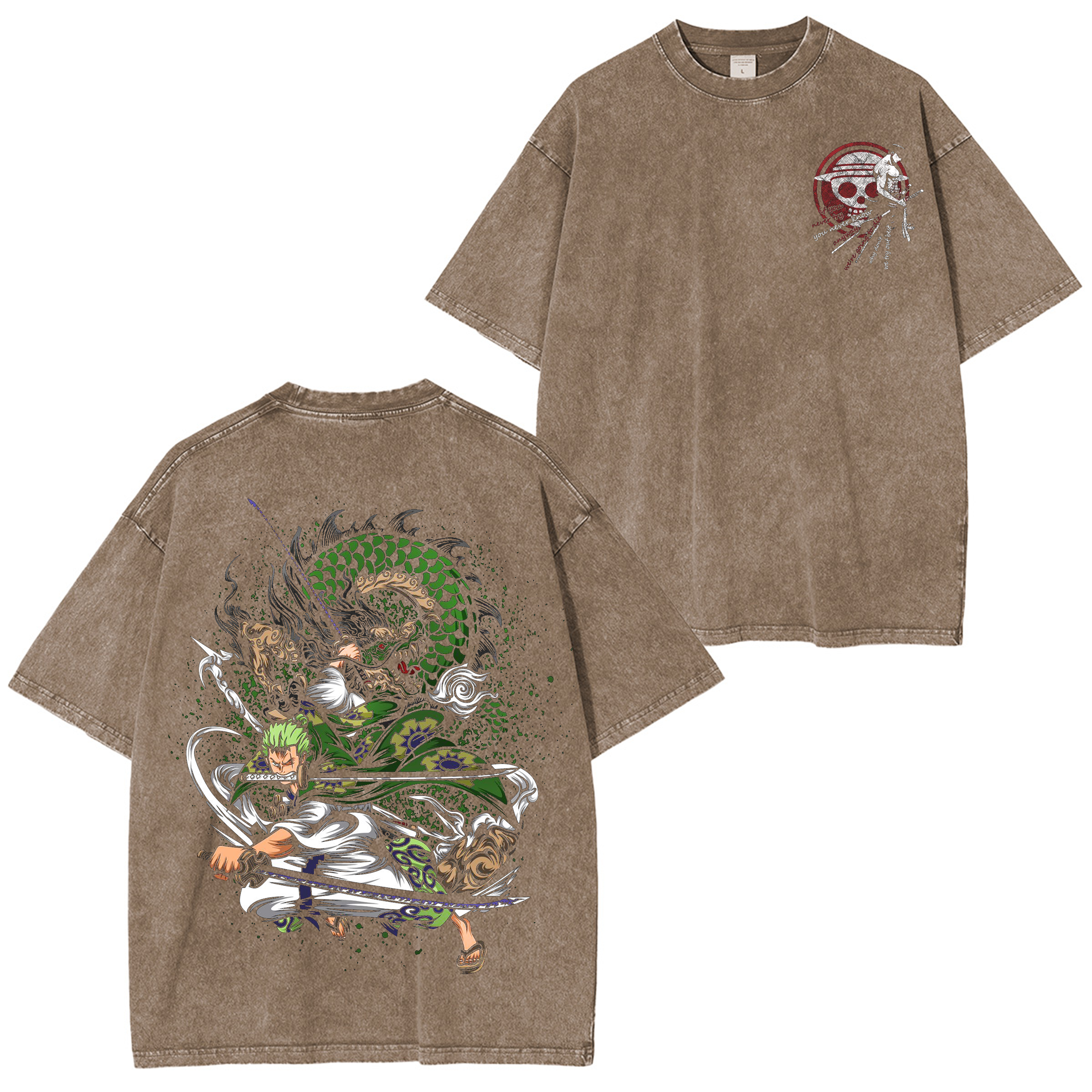Zoro,One Piece Vintage Anime Washed T-shirt/Crewneck/Hoodie