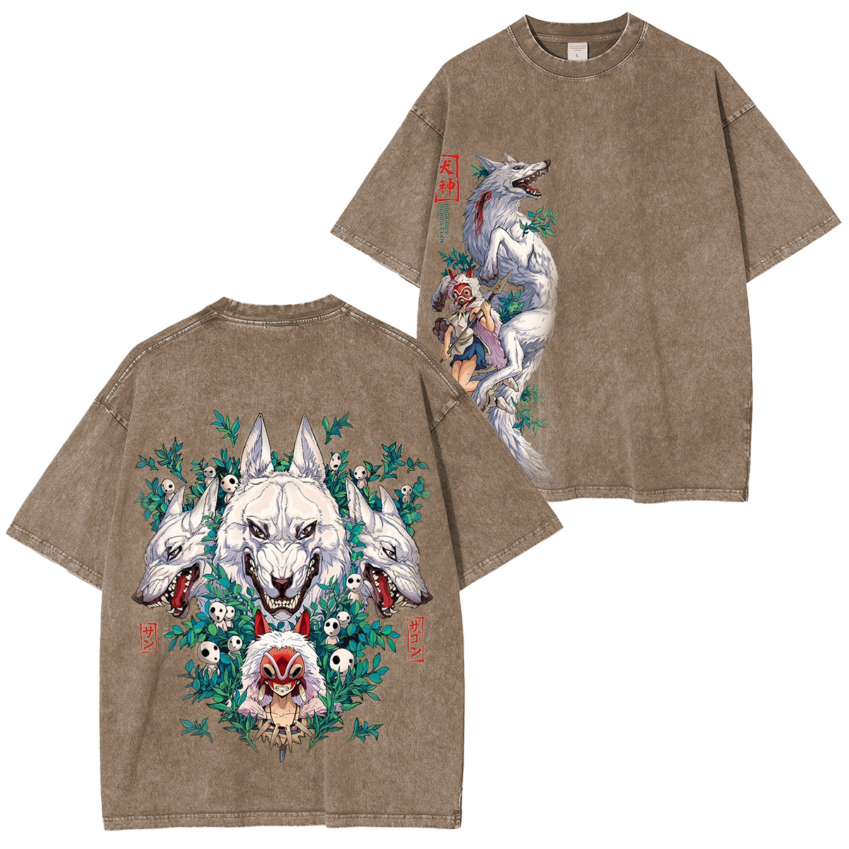 Camiseta/Sudadera/Sudadera con capucha lavada estilo vintage de Mononoke Hime