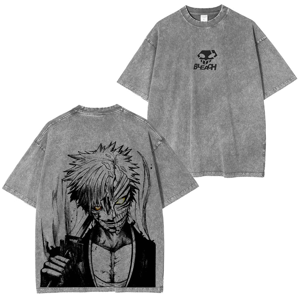 Ichigo Bleach Anime Double Printed Vintage Washed Tee