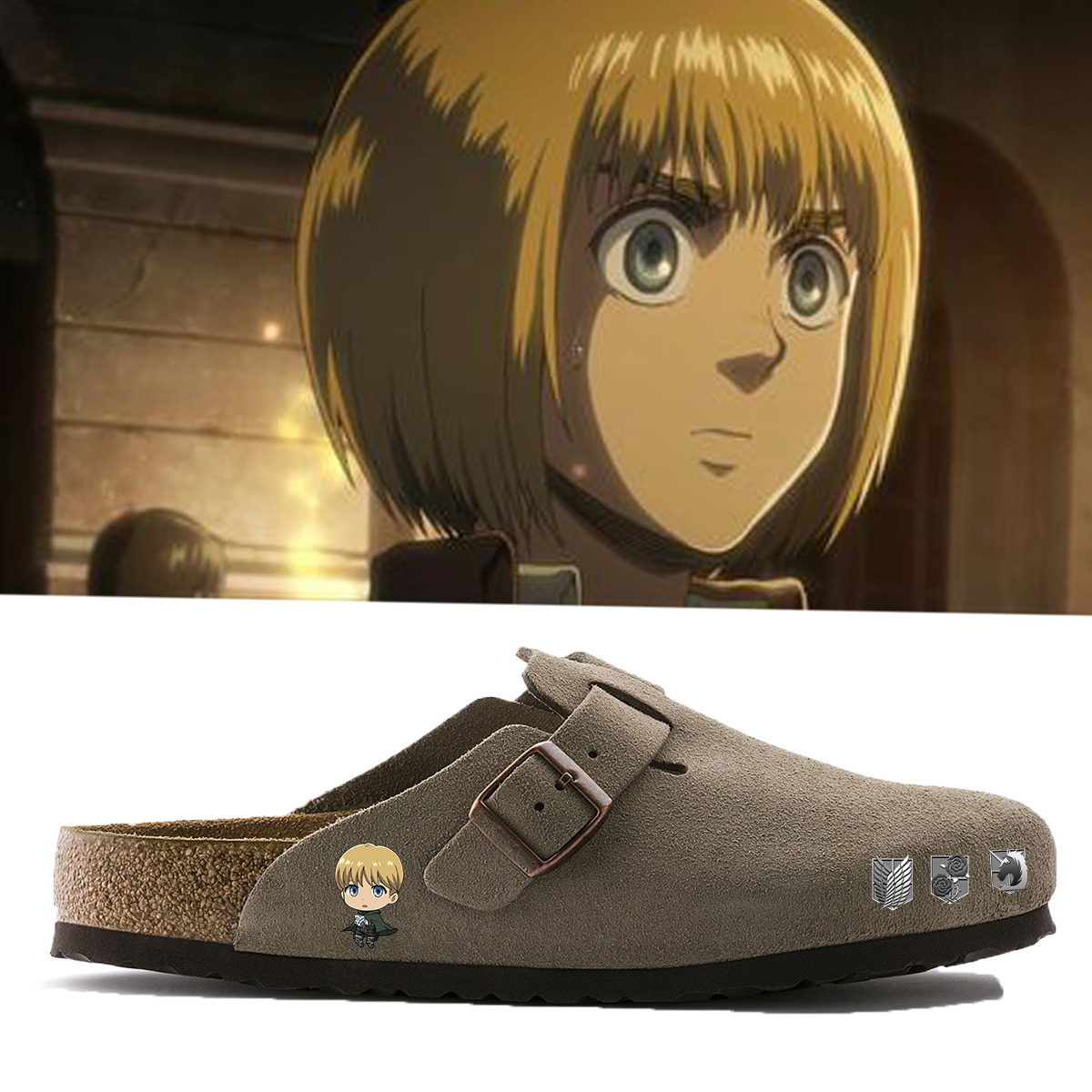Attack on Titan Anime Unisex Boston Plantilla Blanda Cuero de Gamuza