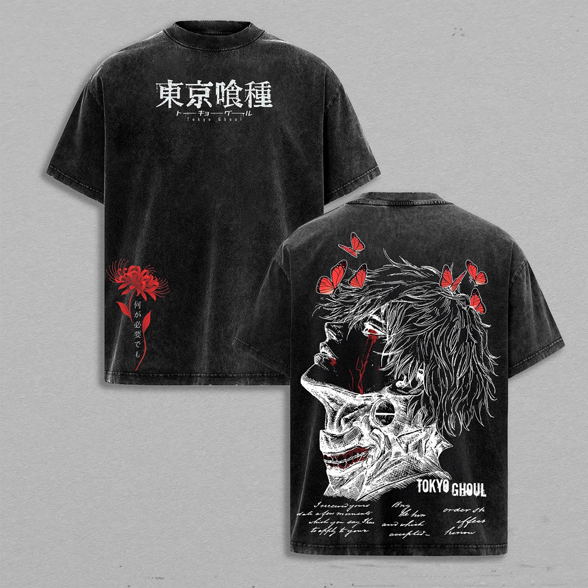 Ken Kaneki Tokyo Ghoul Camiseta Lavada/Sudadera Cuello Redondo