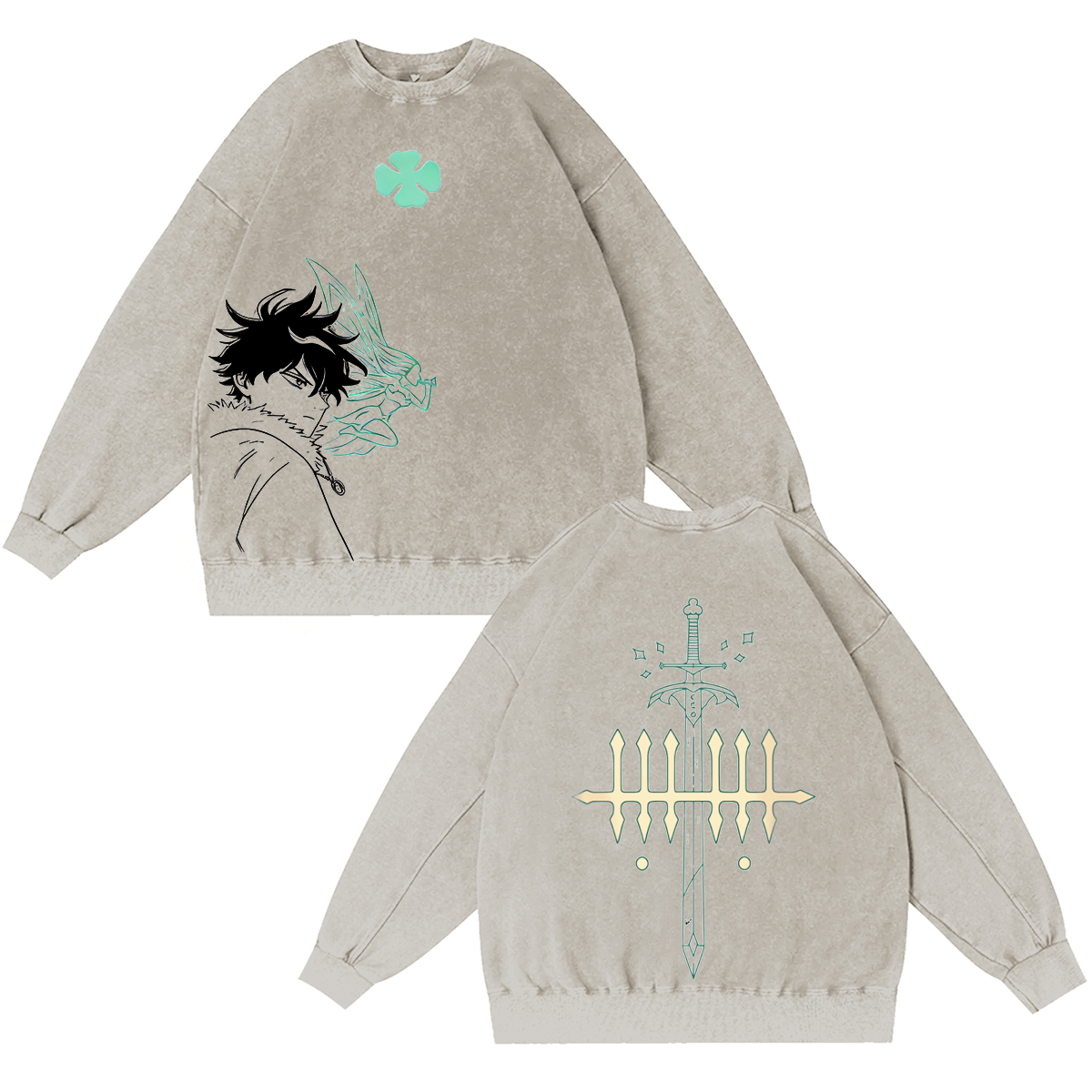 T-shirt unisexe/col ras du cou délavé Yuno Grinberryall Black Clover