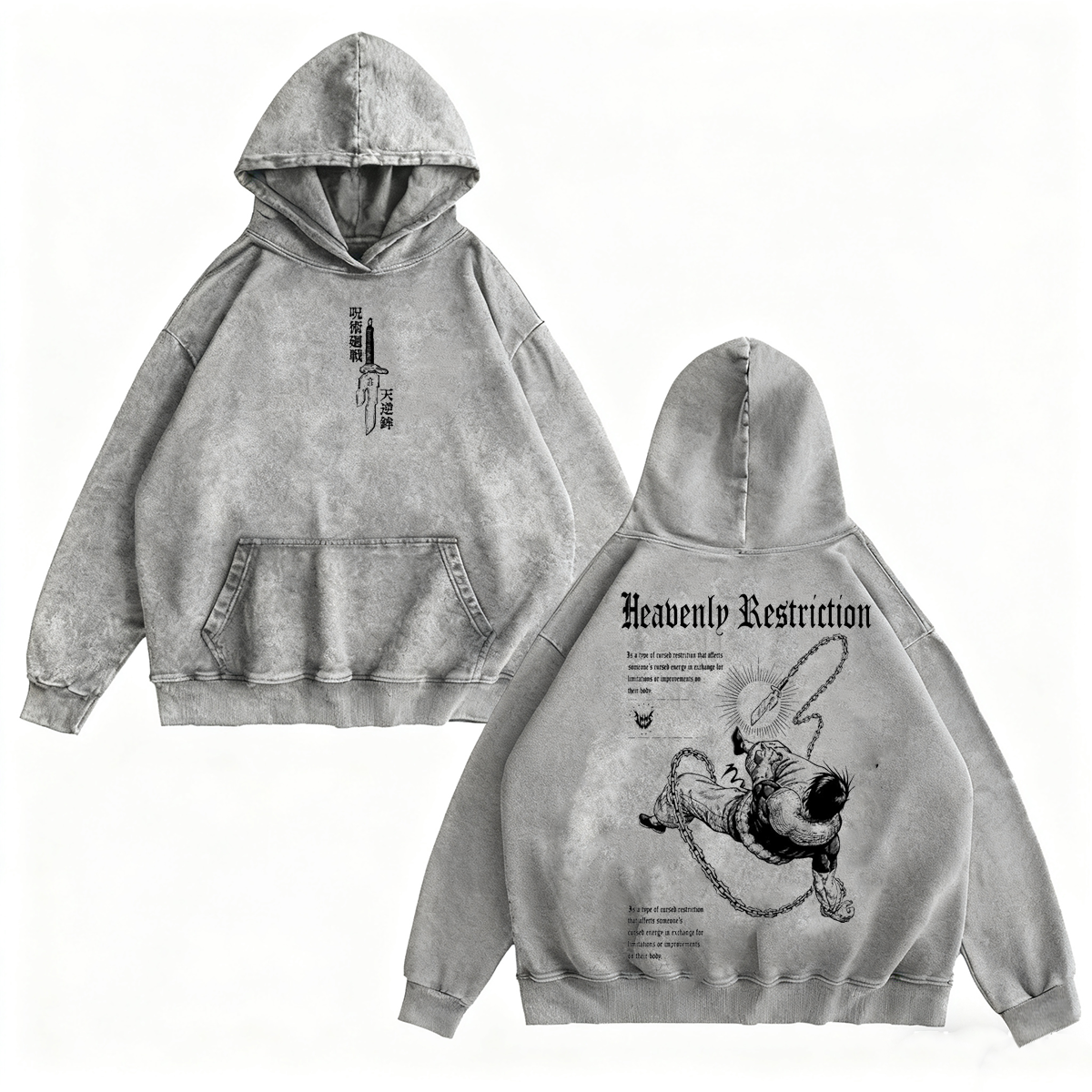Camiseta/Cuello redondo/Sudadera con capucha unisex lavada de Toji Fushiguro Jujutsu Kaisen
