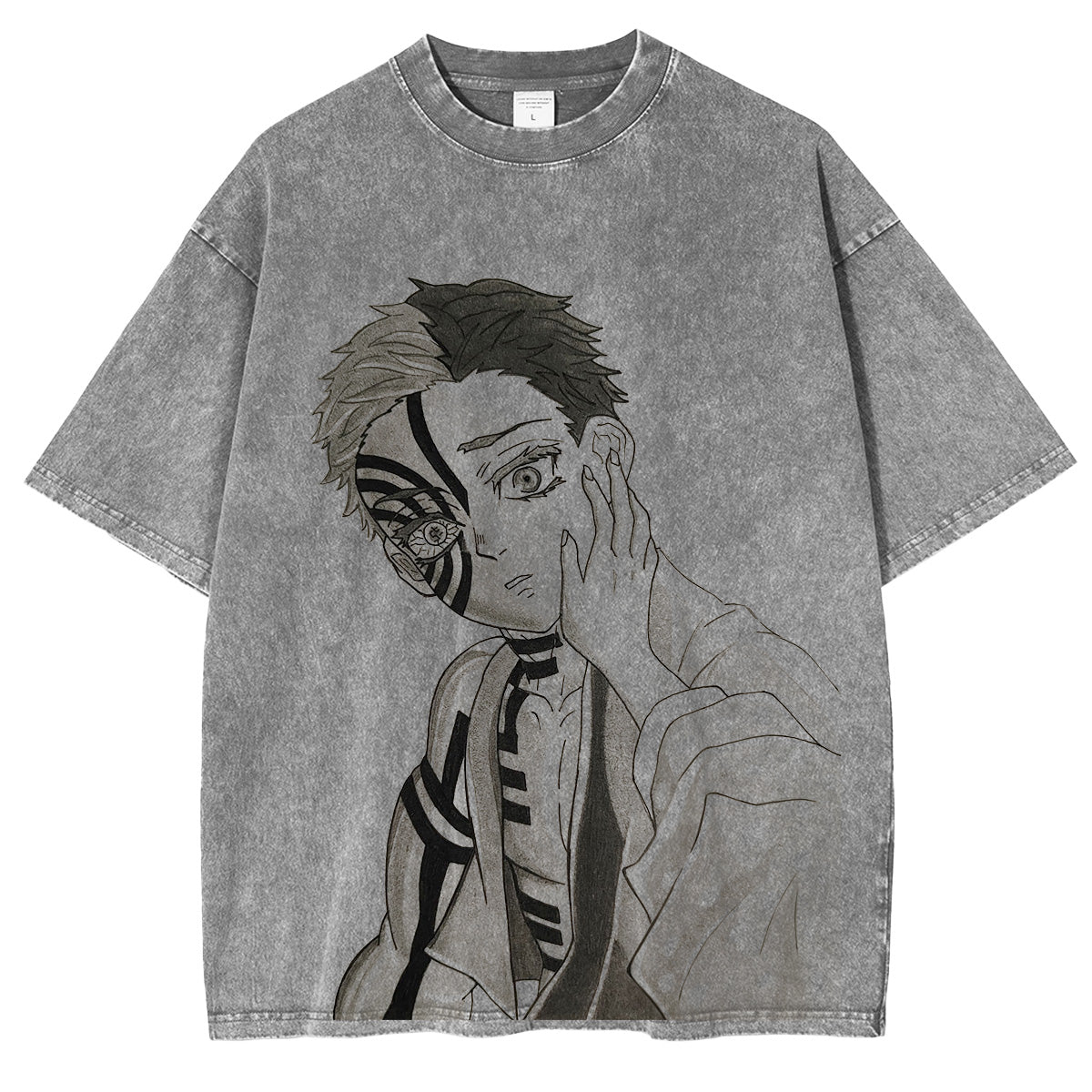 Camiseta unisex Akaza Demon Slayer vintage lavada