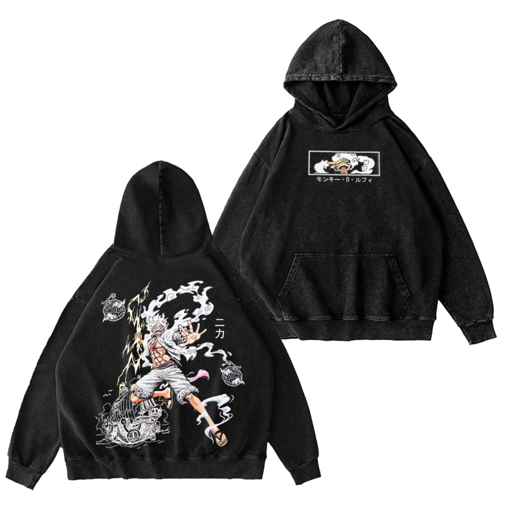 Sudadera con capucha lavada vintage El camino al Rey Pirata comienza aquí