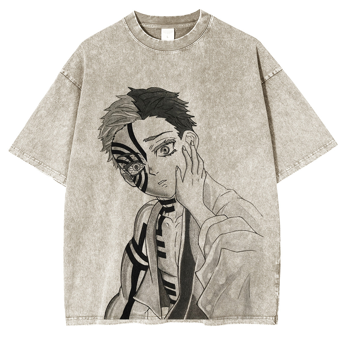 Camiseta unisex Akaza Demon Slayer vintage lavada