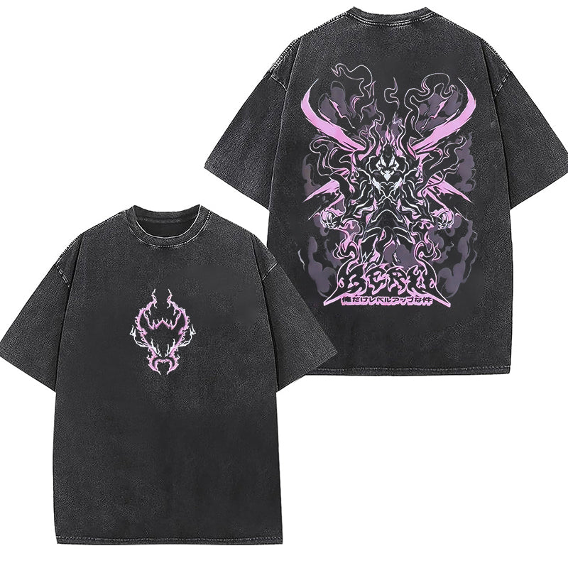 Camiseta unisex lavada estampada de Solo Leveling