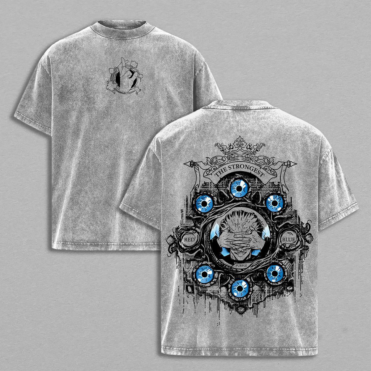 Camiseta Gojo Satoru Six Eyes Washed ¨C Jujutsu Kaisen Vintage Oversized de Algodón Pesado