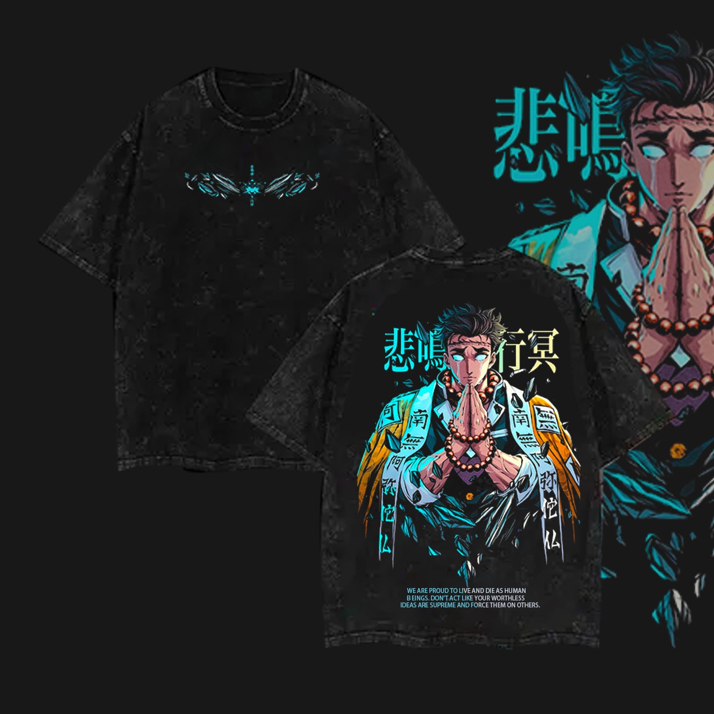 Hashira Demon Slayer Tee â€?Rengoku, Giyu, Tengen, Obanai, Gyomei, Mitsuri Vintage Washed Oversized T-Shirt