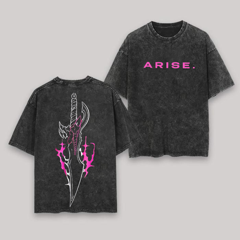 Camiseta unisex lavada estampada de Solo Leveling