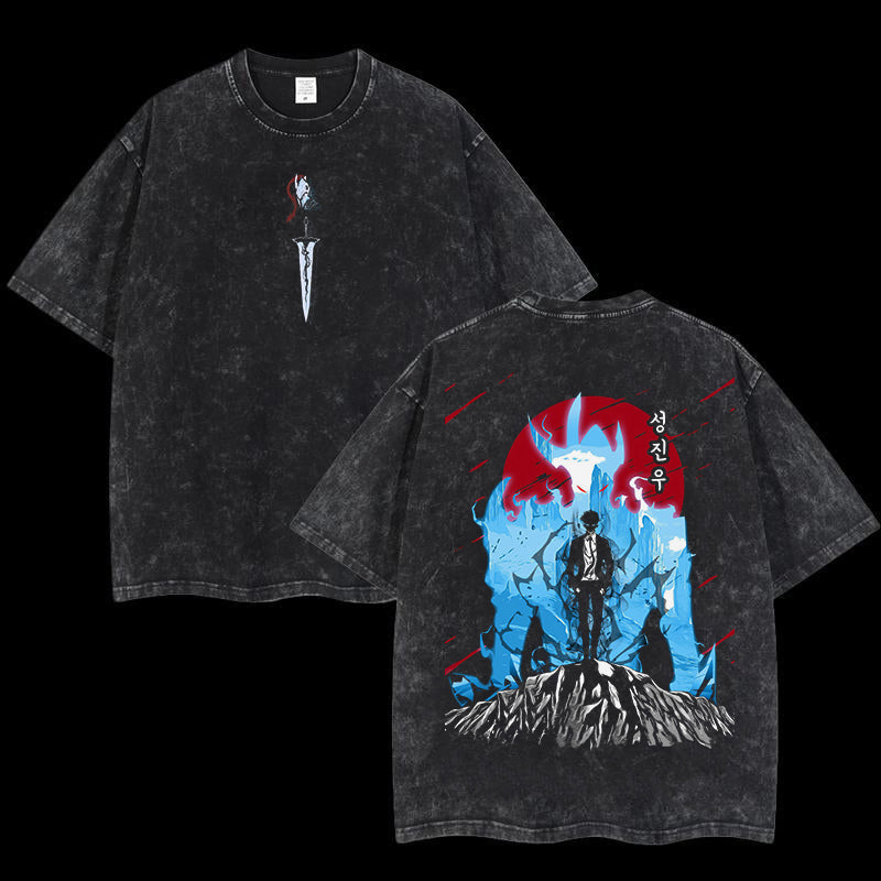 Camiseta unisex lavada estampada de Solo Leveling