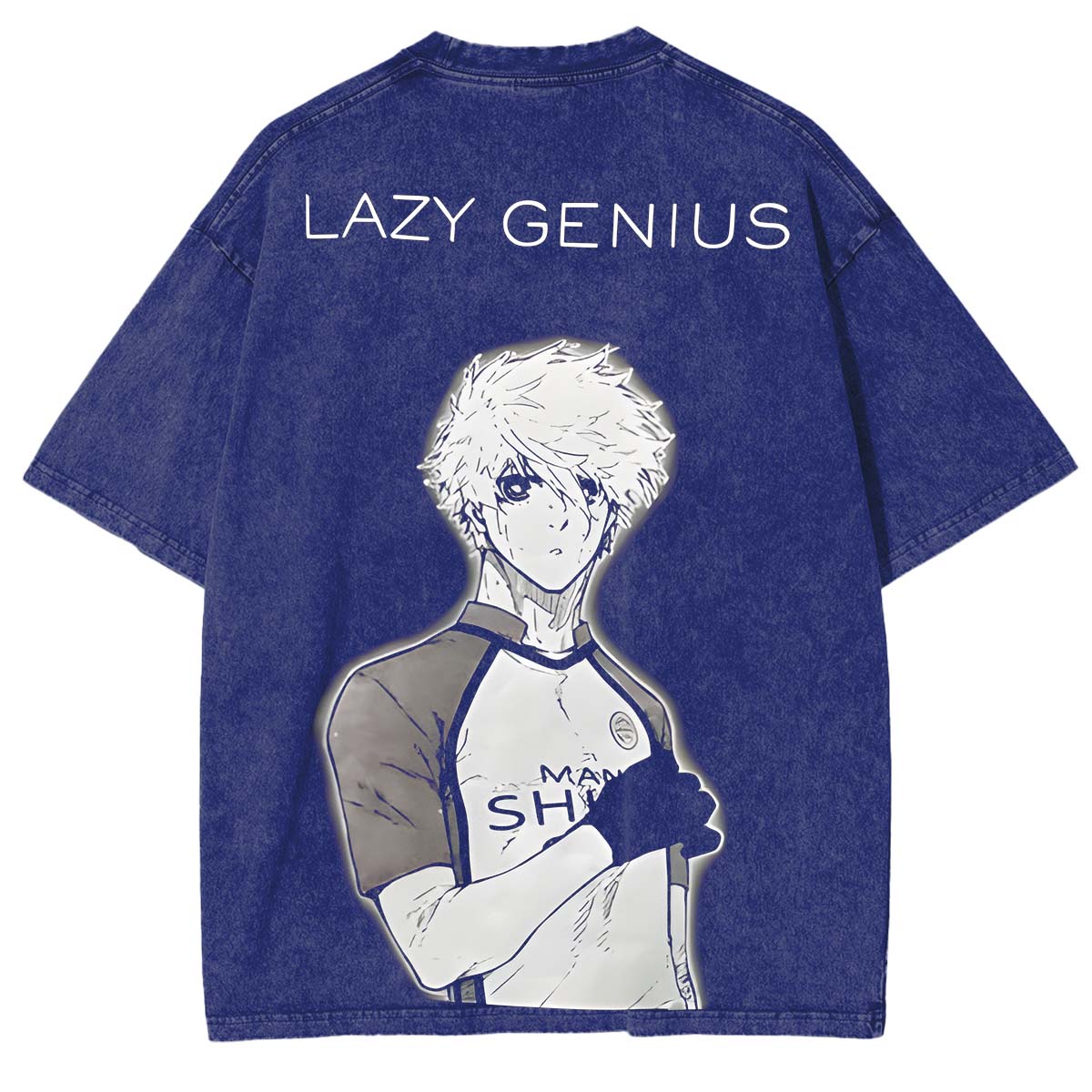 T-shirt lavé imprimé double Anime Blue Lock StrikerT-shirt lavé imprimé double Anime Striker
