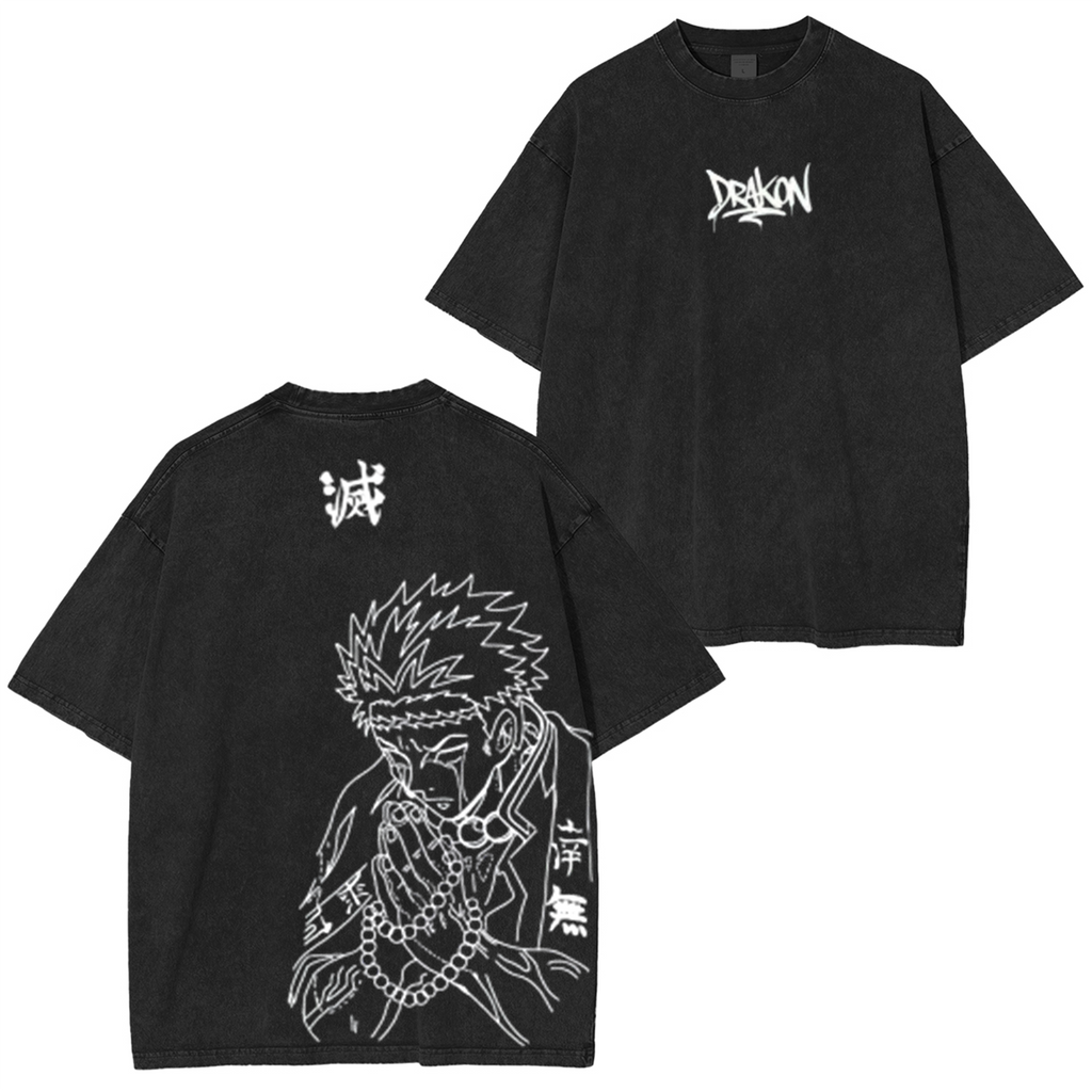 T-shirt Unisexe Délavé Anime Demon Slayer
