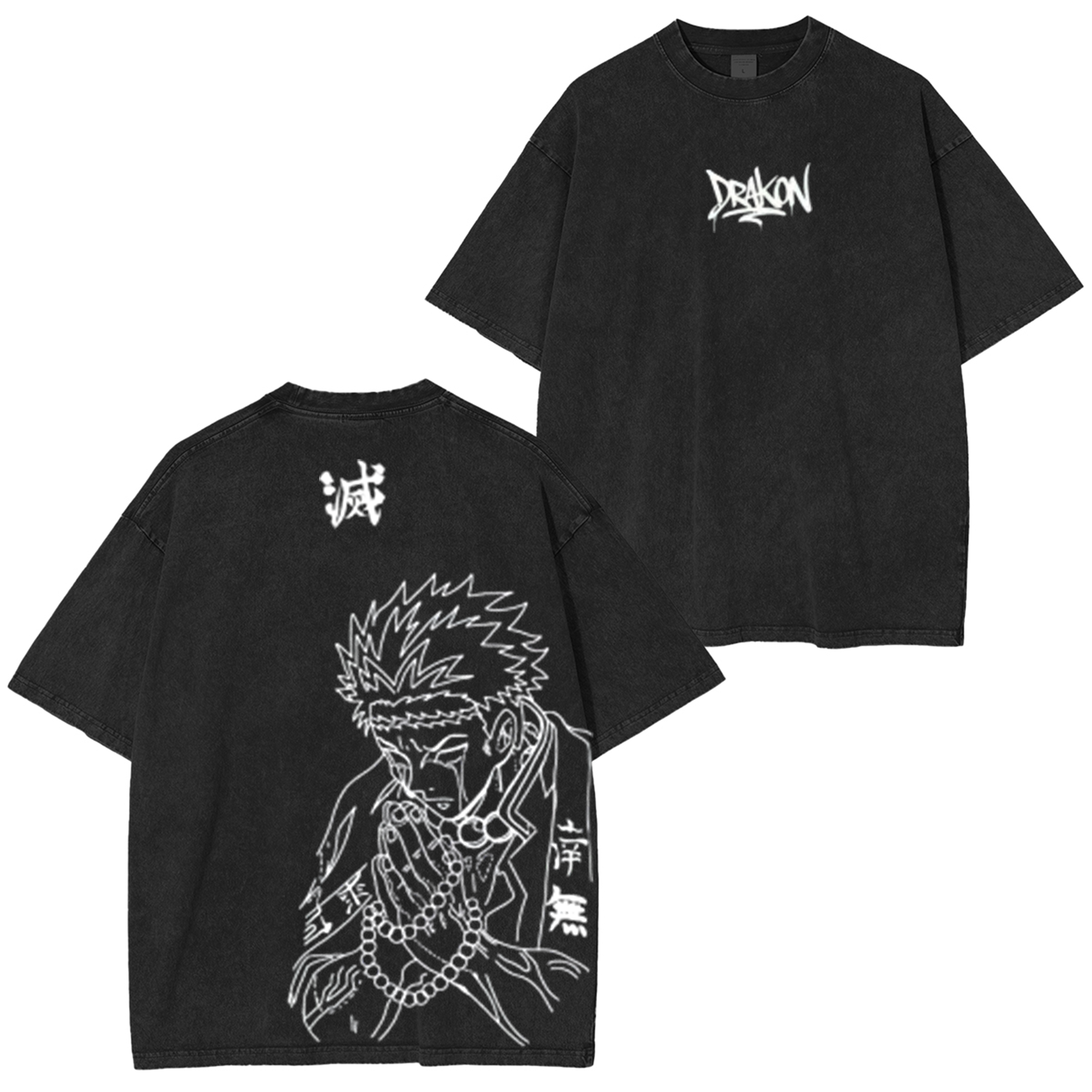T-shirt Unisexe Délavé Anime Demon Slayer