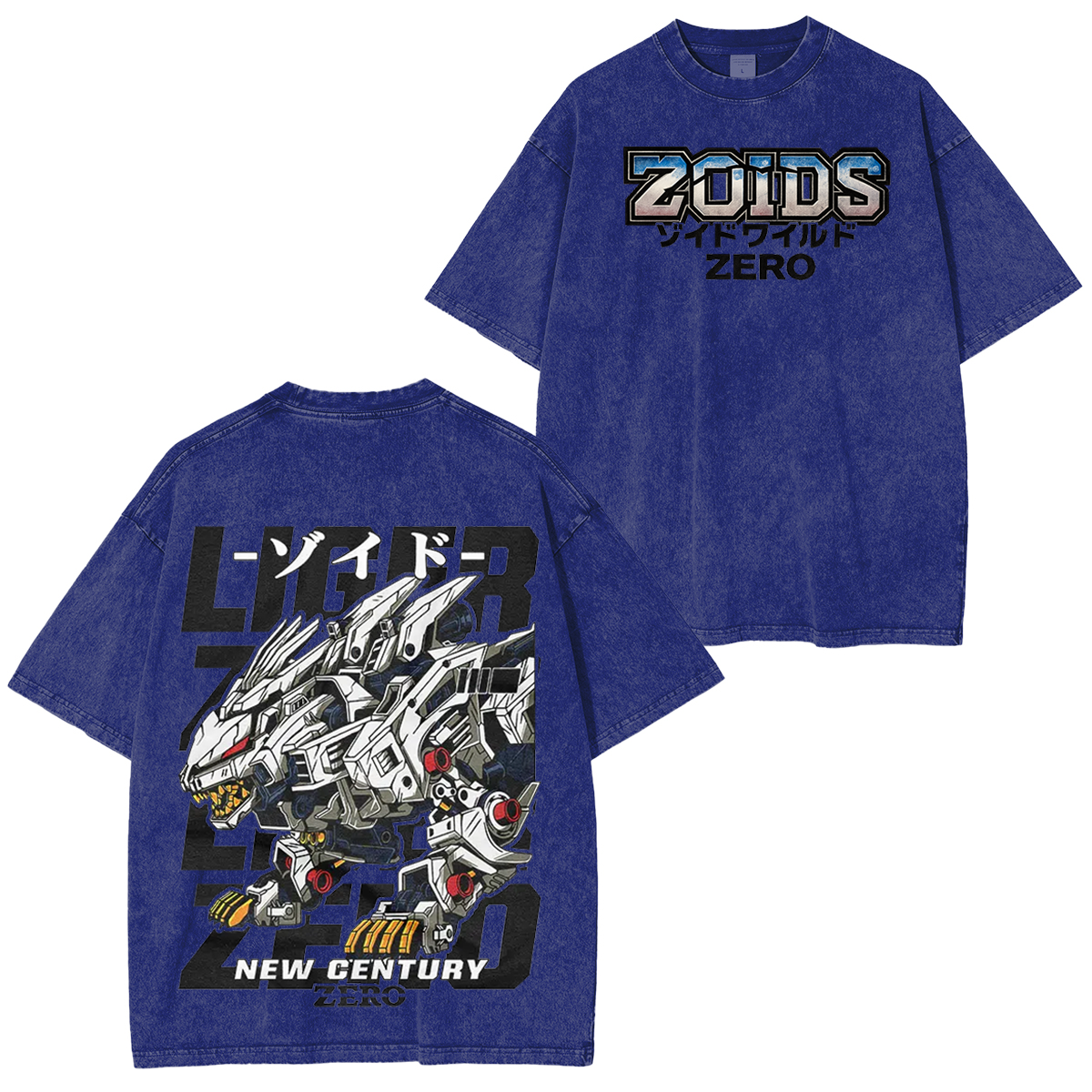 Camiseta unisex lavada estilo vintage Liger Zero Zoids New Century Zero Streetwear