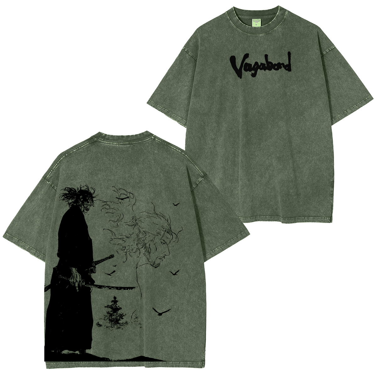 Miyamoto Musashi Vagabond Vintage Camiseta de Algodón