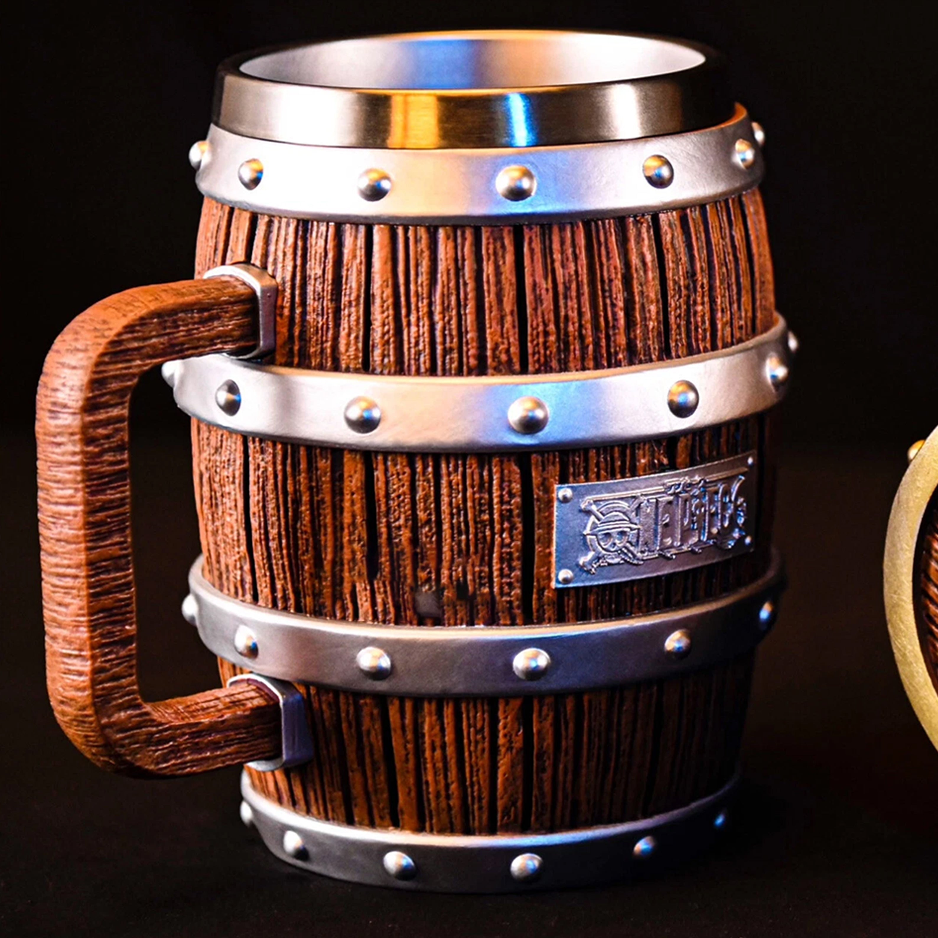 Anime Figure One Piece Wine Barrel Cup Ace Luffy Sabo Cheers Mug with Handle