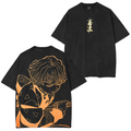 Camisetas de algodón lavadas de Anime de Moda Demon Slayer