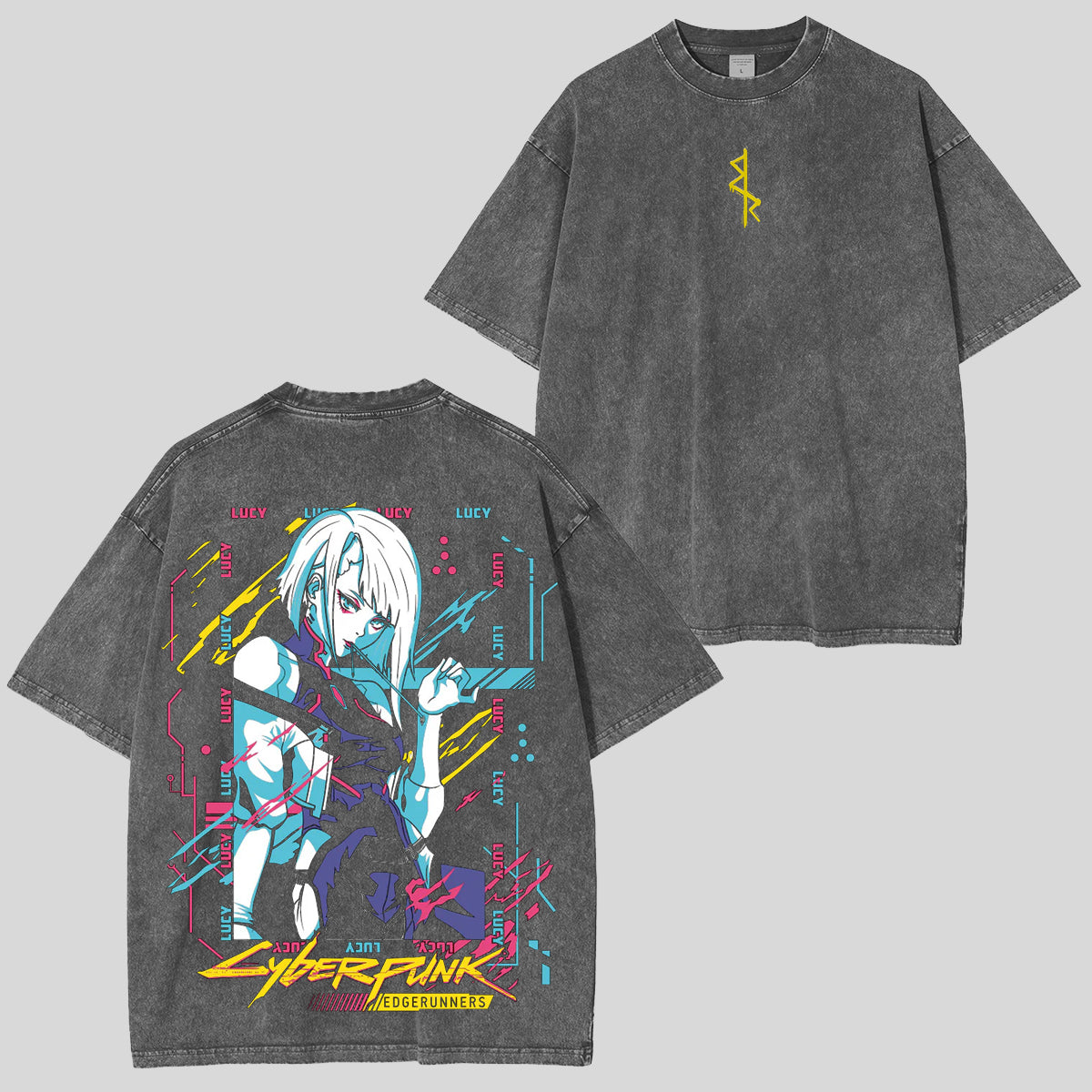 Camiseta ligera unisex Retro Edgerunners Neoncore Lucy edición limitada lavada con ácido
