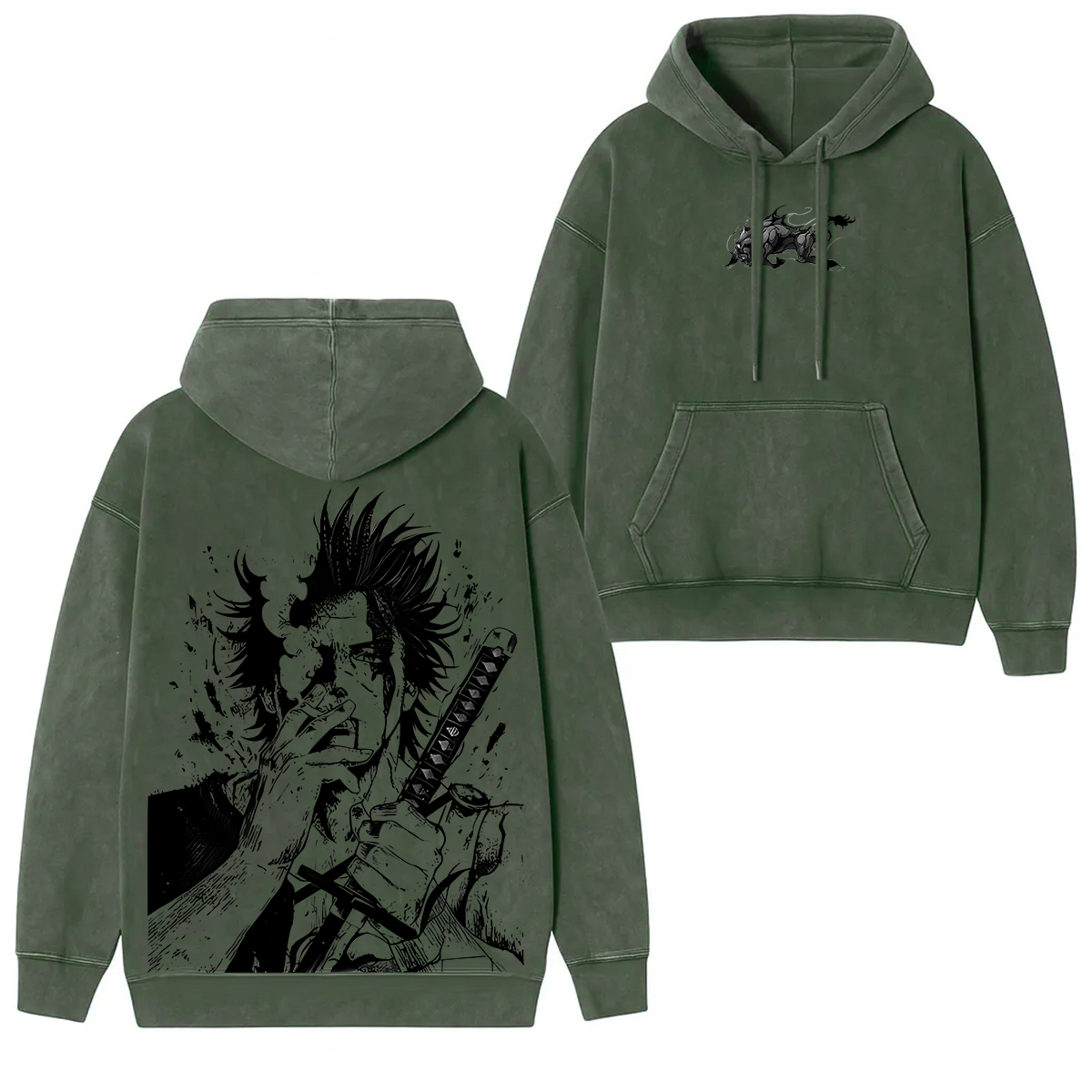 Sudadera con capucha unisex vintage de Yami Sukehiro x Black Bulls Black Clover Anime con doble estampado