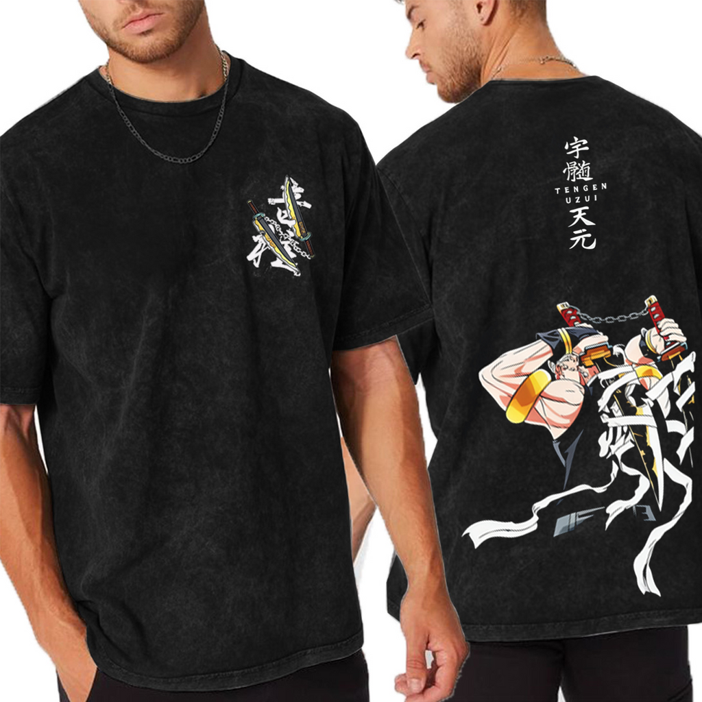 Camiseta "Demon Slayer" con efecto desgastado