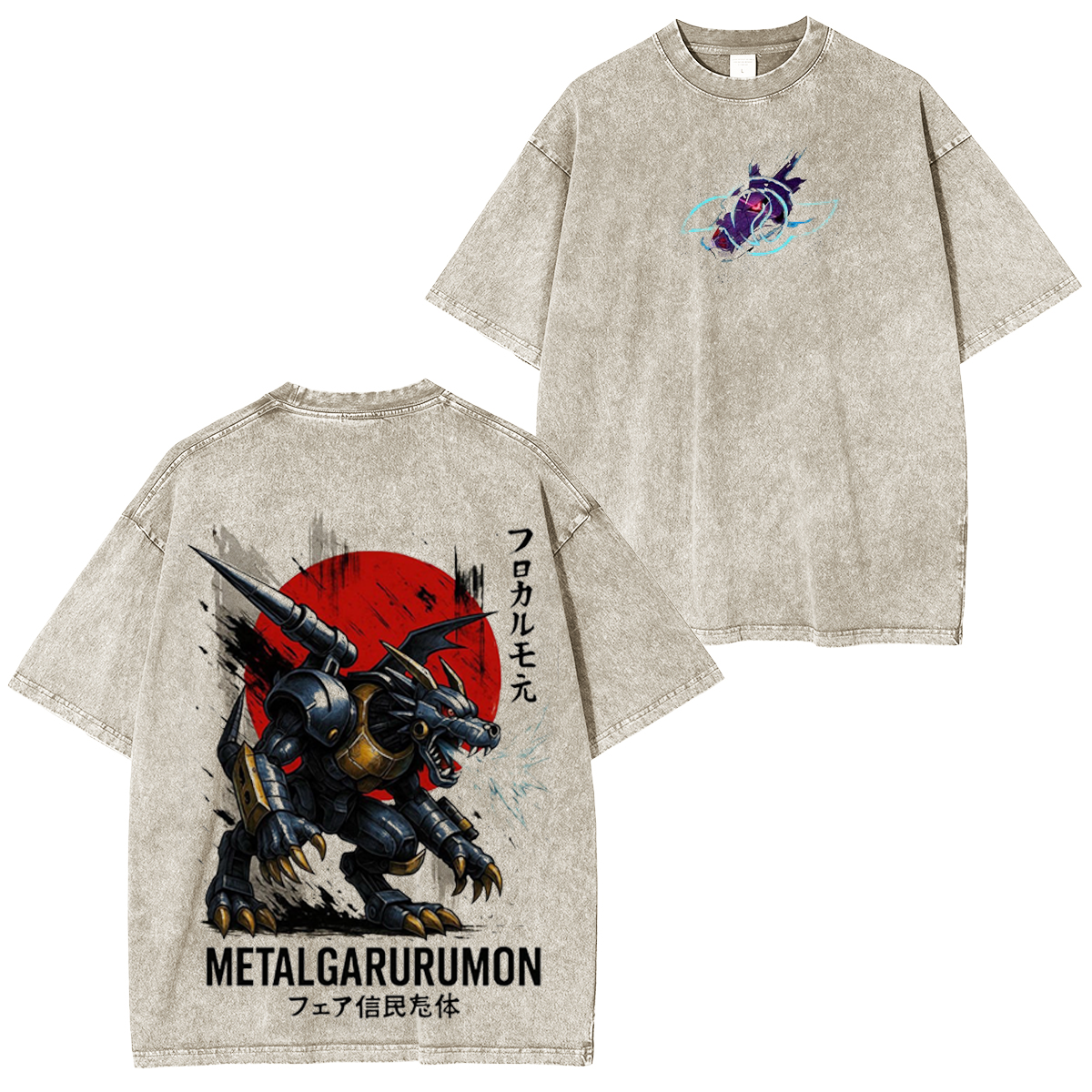 Camiseta/Sudadera/Sudadera con Capucha Vintage Digimon MetalGarurumon