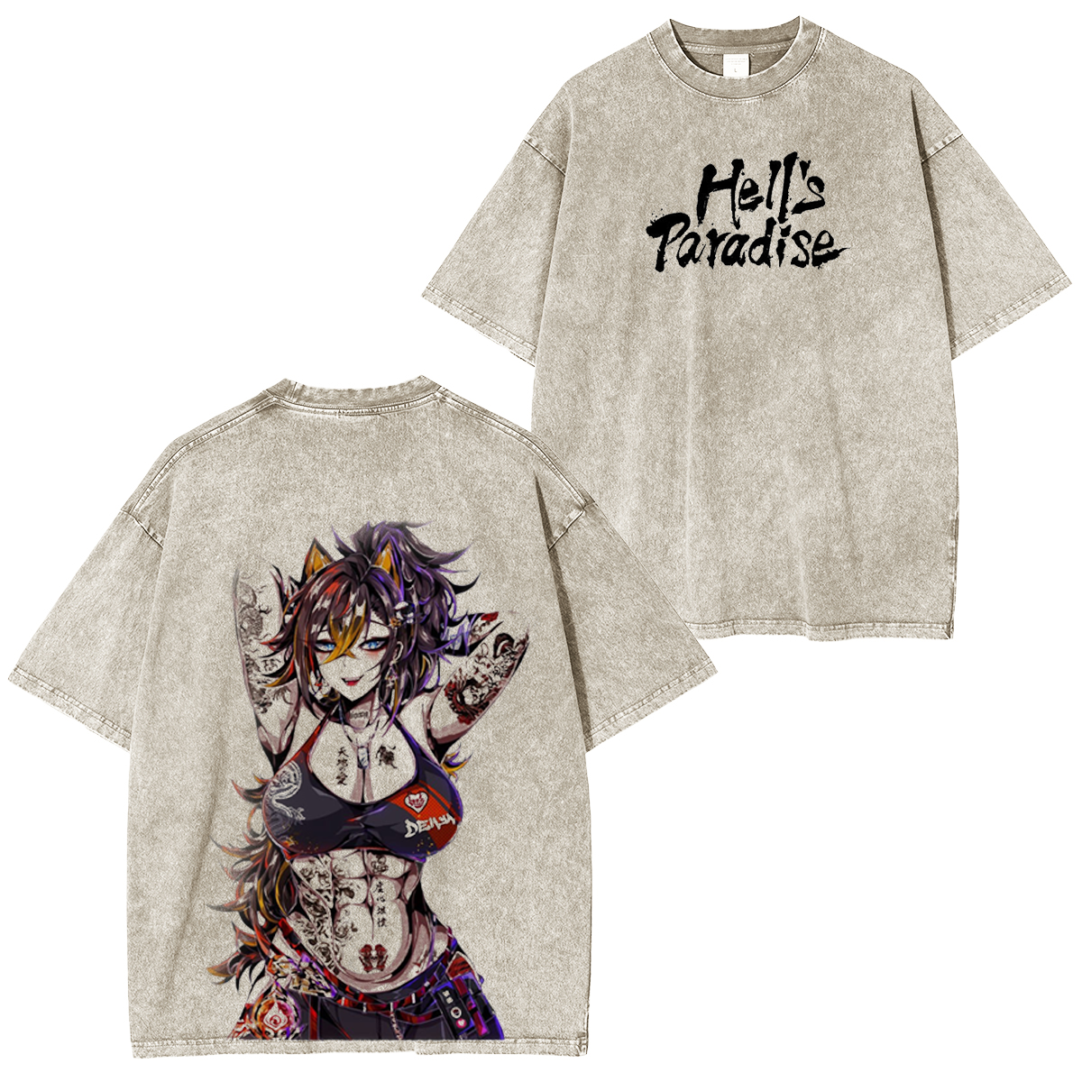 T-shirt/Col ras du cou/Sweat à capuche délavé Genshin