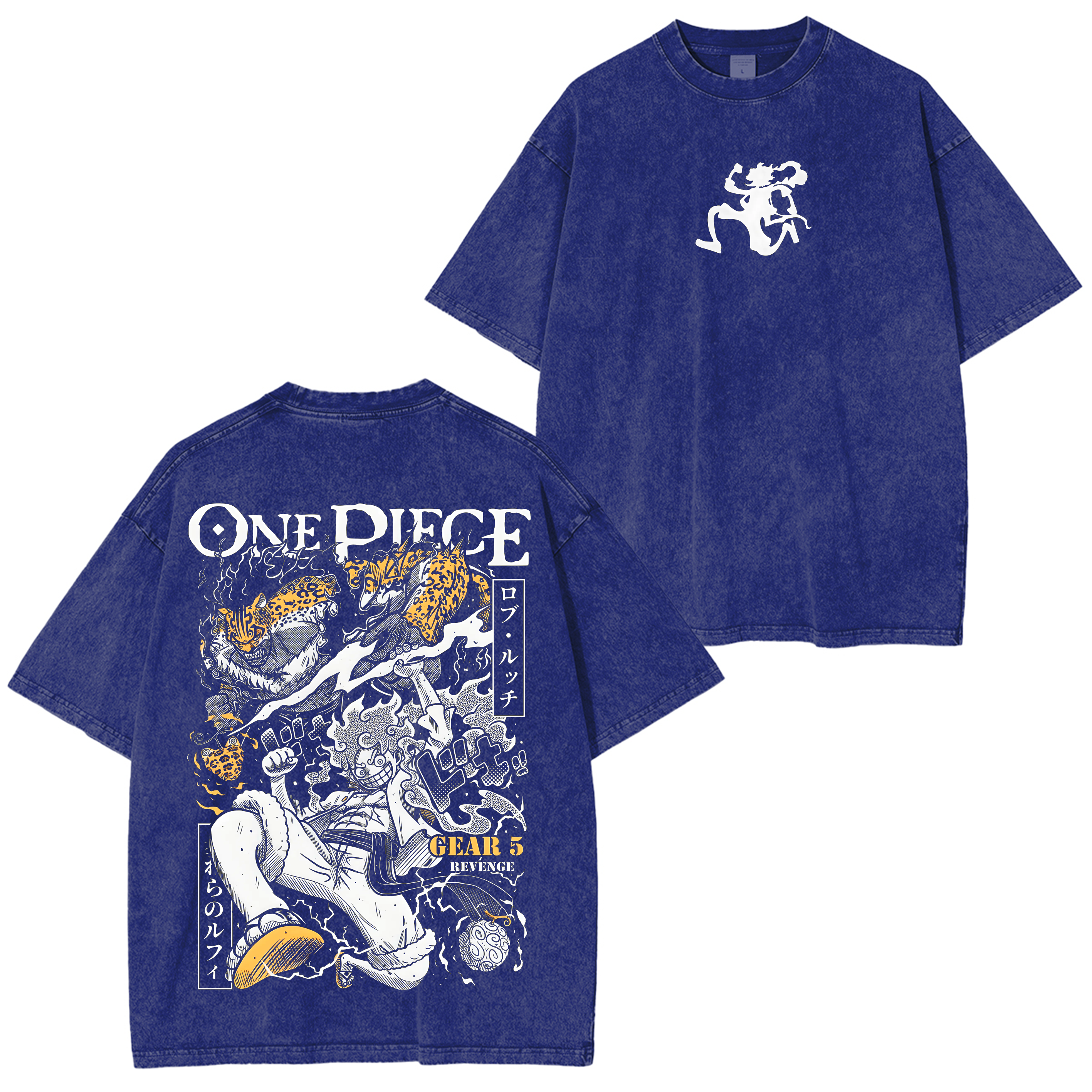 Gear 5 Luffy,One Piece Oversized Anime Washed T-shirt/Crewneck/Hoodie