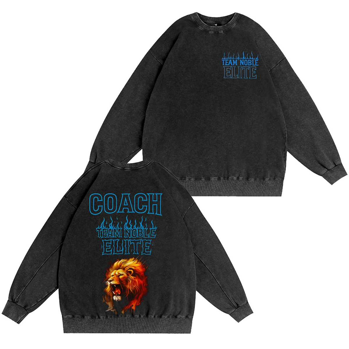 Camiseta/Sudadera/Sudadera con Capucha Vintage Lavada con un León Feroz