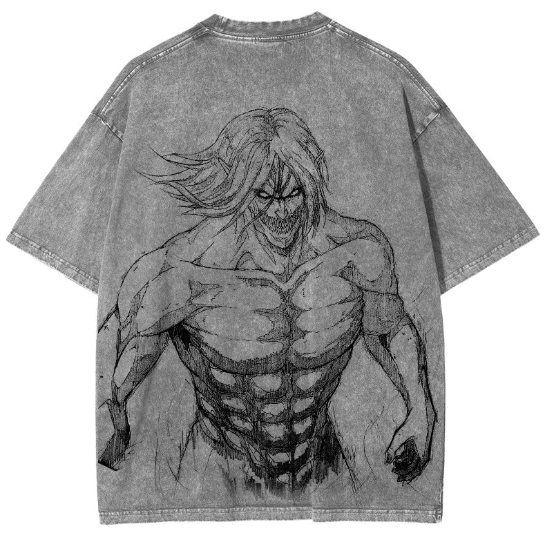 T-shirt unisexe délavé L'Attaque des Titans