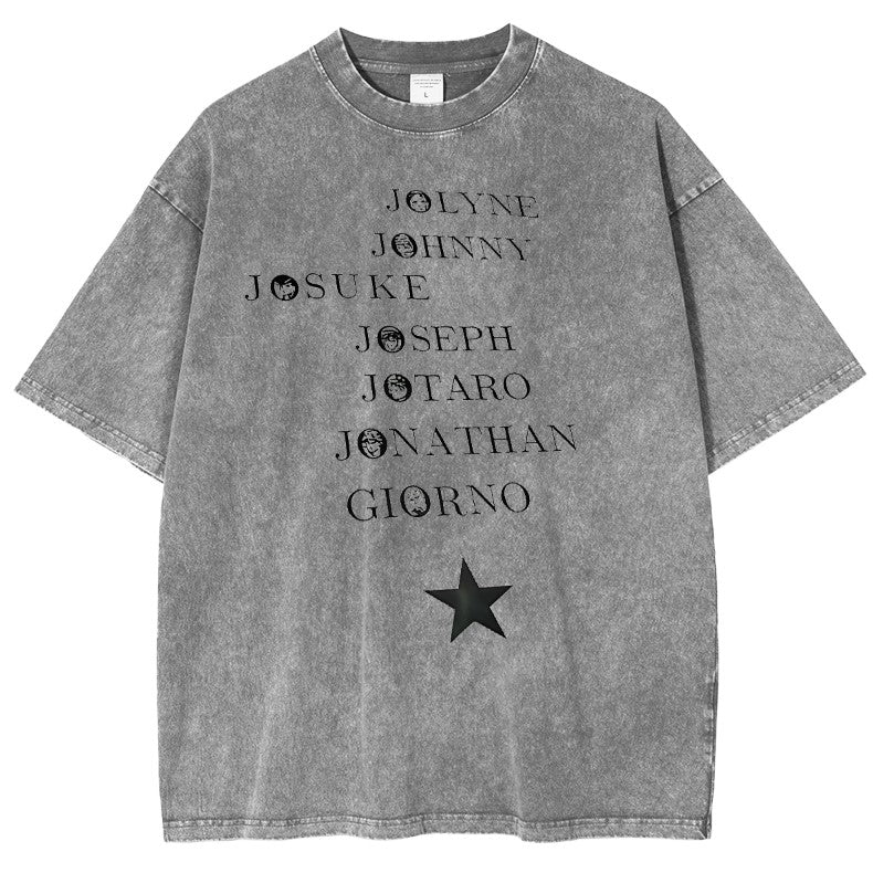 JOJO SUS Camiseta vintage de manga corta de Jojo's Bizarre Adventure con doble estampado