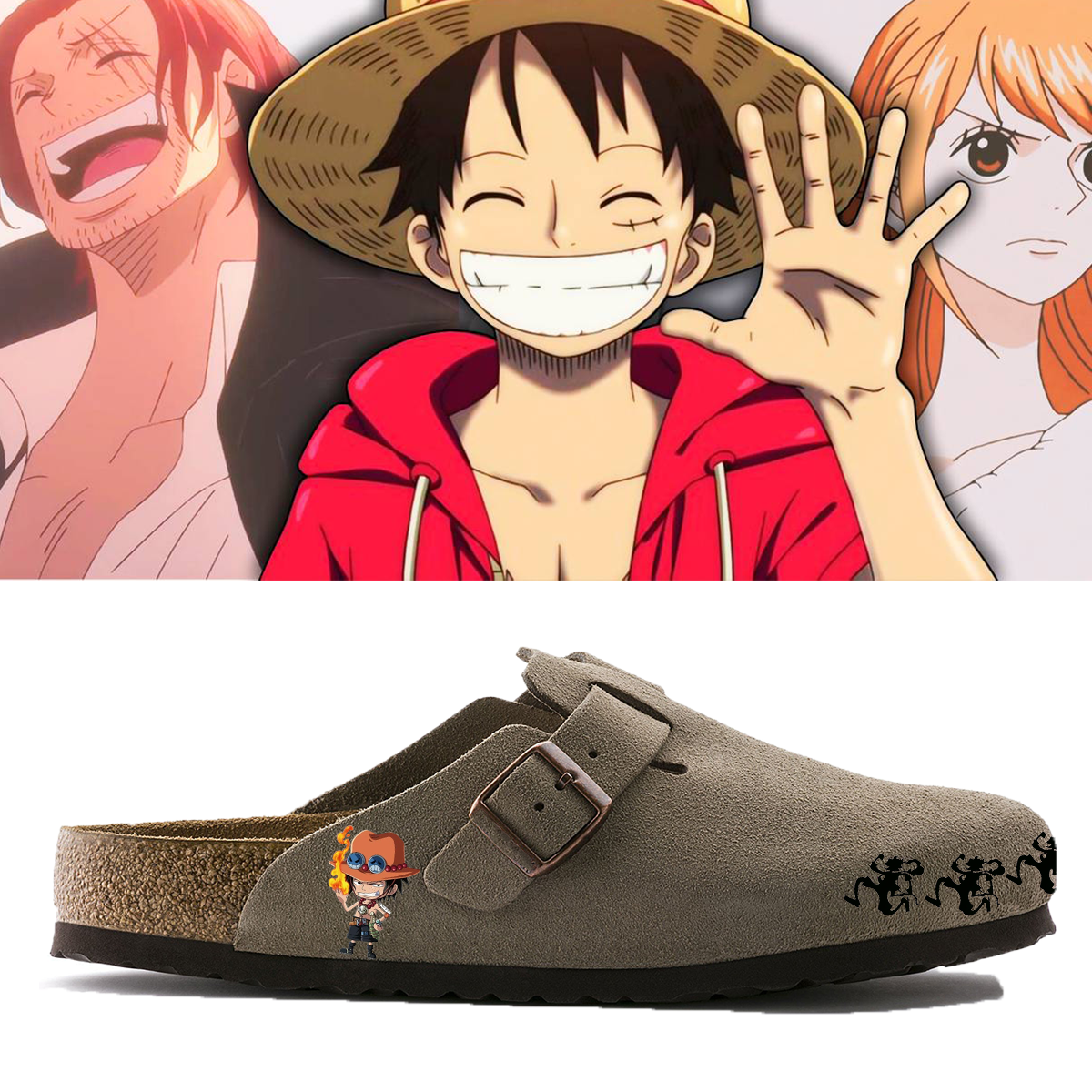 Anime One Piece Unisex Plantilla Suave Boston Piel Ante
