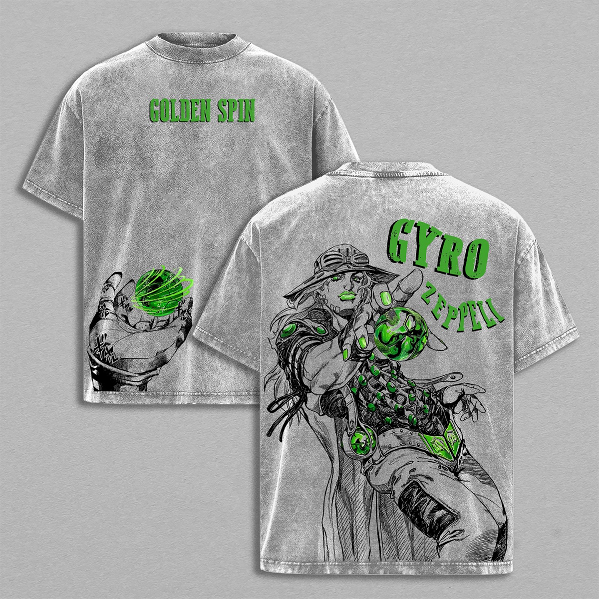 T-shirt, col ras du cou ou sweat à capuche lavé JoJo Gyro Zeppeli