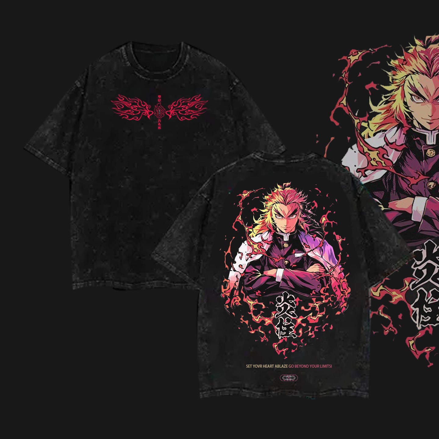 Hashira Demon Slayer Tee – Rengoku, Giyu, Tengen, Obanai, Gyomei, Mitsuri Vintage Washed Oversized T-Shirt