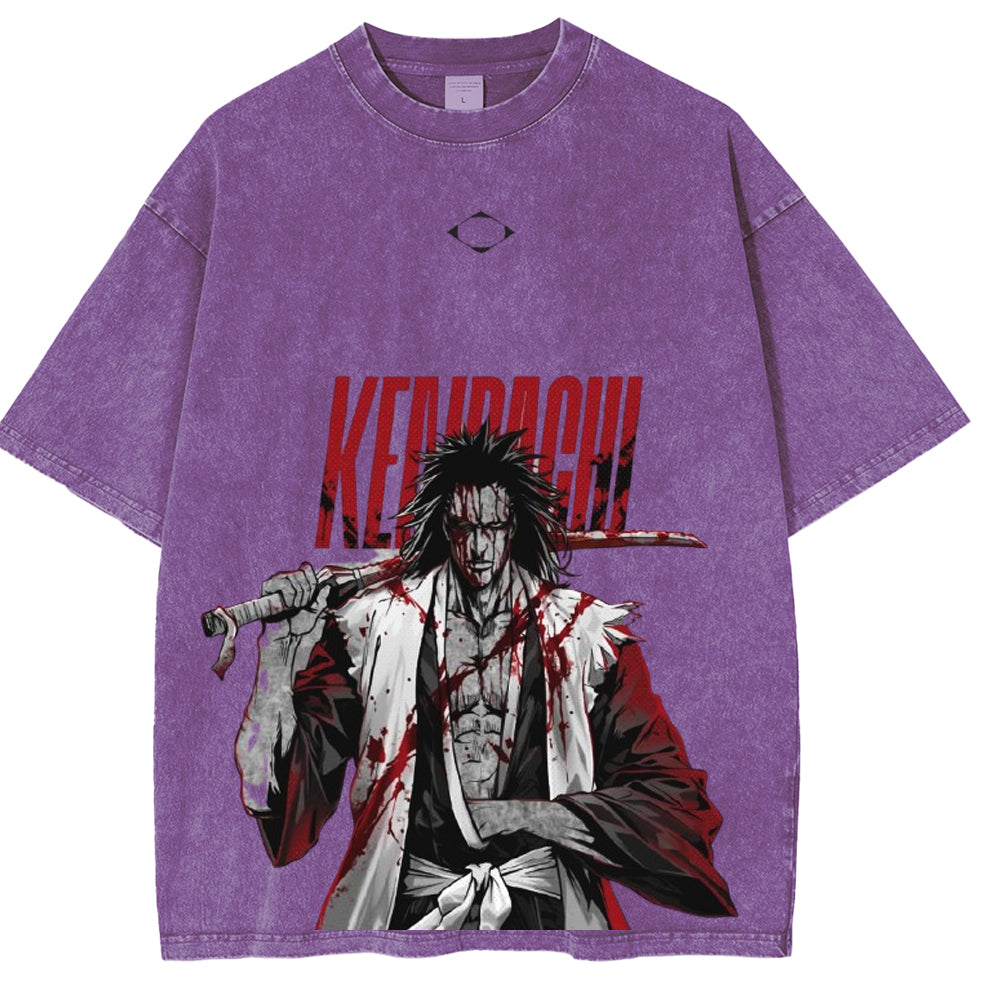 Zaraki Bleach Anime Unisex Washed T-Shirt