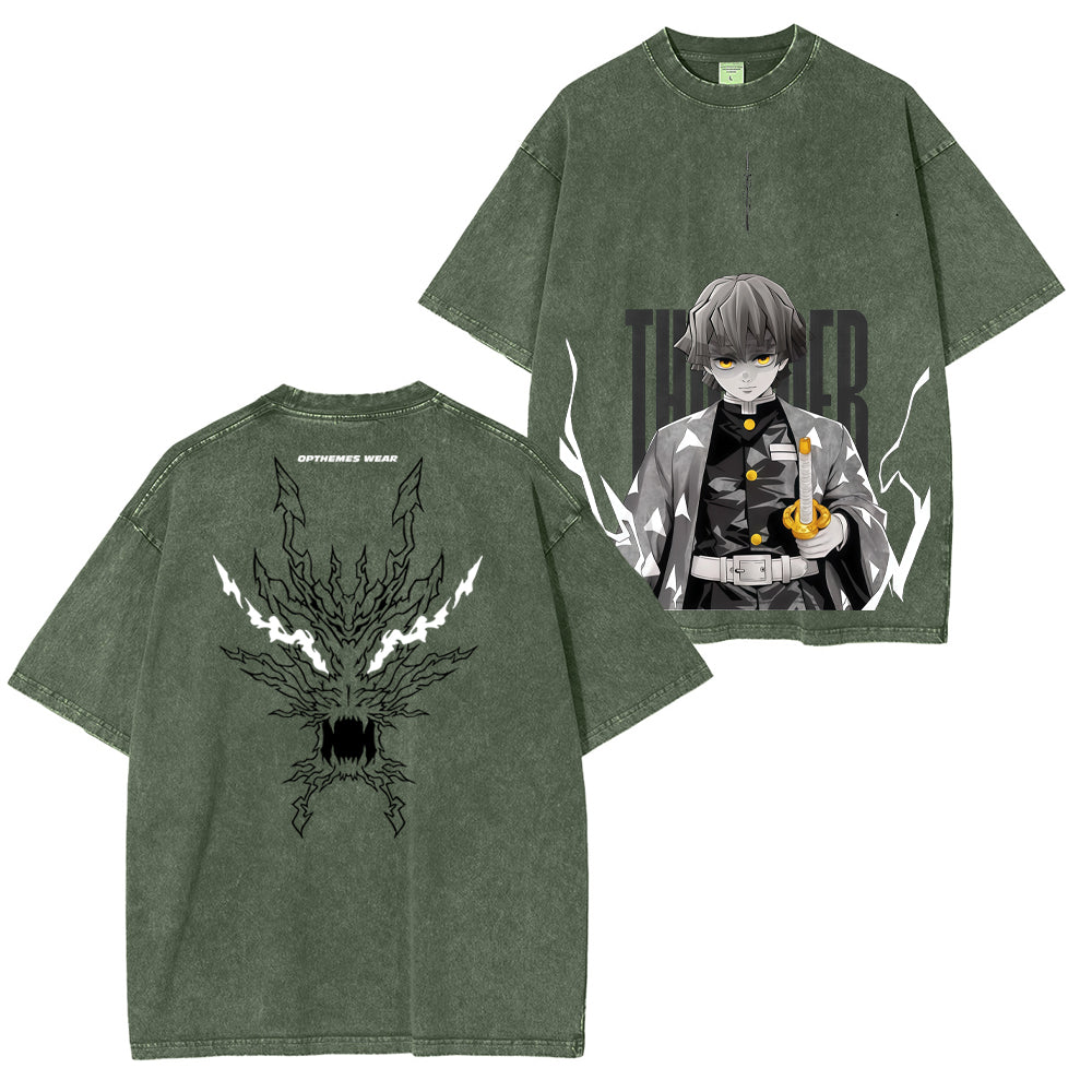 Camiseta lavada unisex Zenitsu Demon Slayer