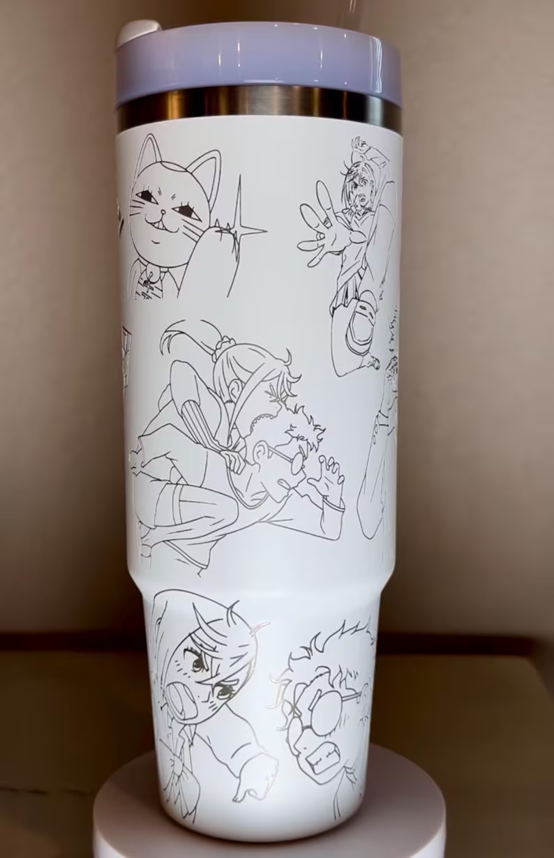Laser Engraved Anime Stanley Tumbler cup