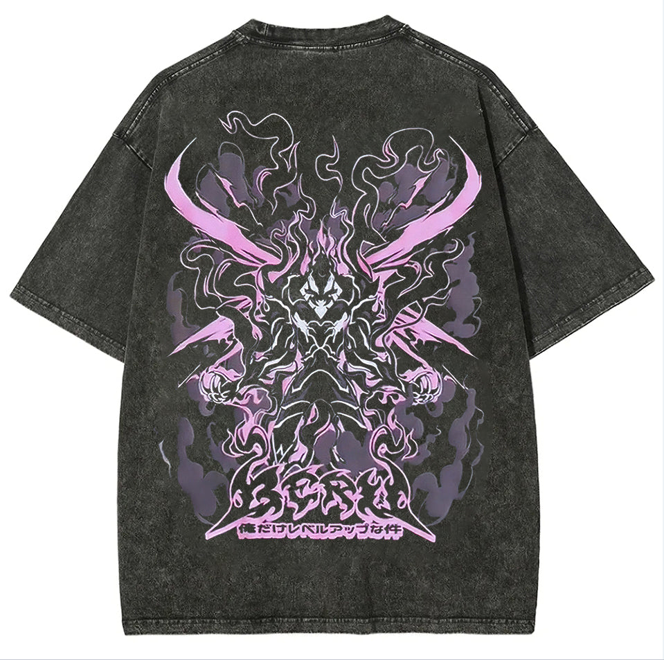 Camiseta unisex lavada estampada de Solo Leveling