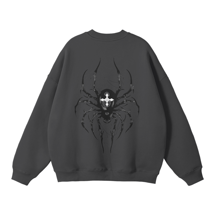 Sweat-shirt Streetwear Araignée Charisme Sombre Gris Foncé