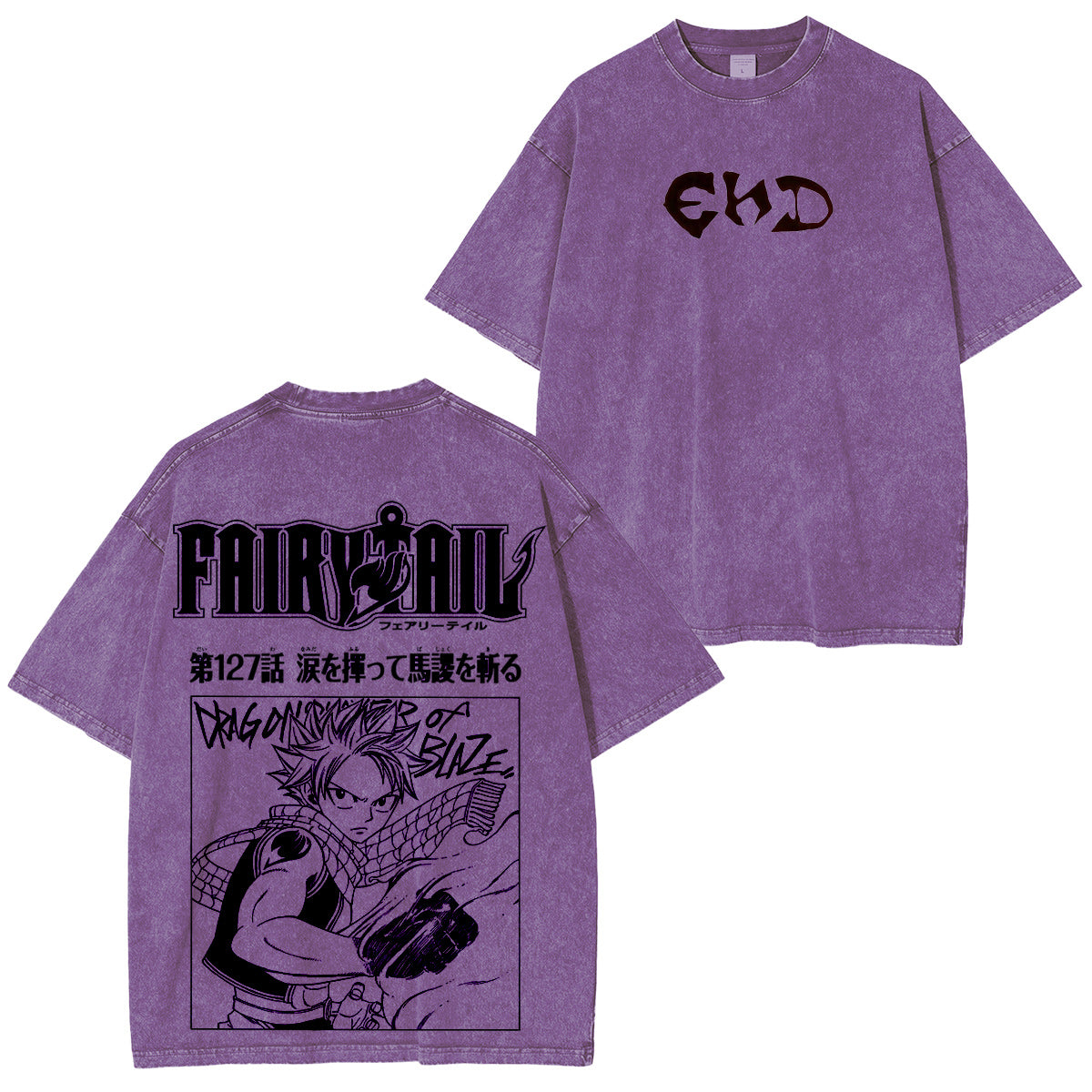 Camiseta/Sudadera de cuello redondo/Sudadera con capucha FAIRY TAIL lavado vintage