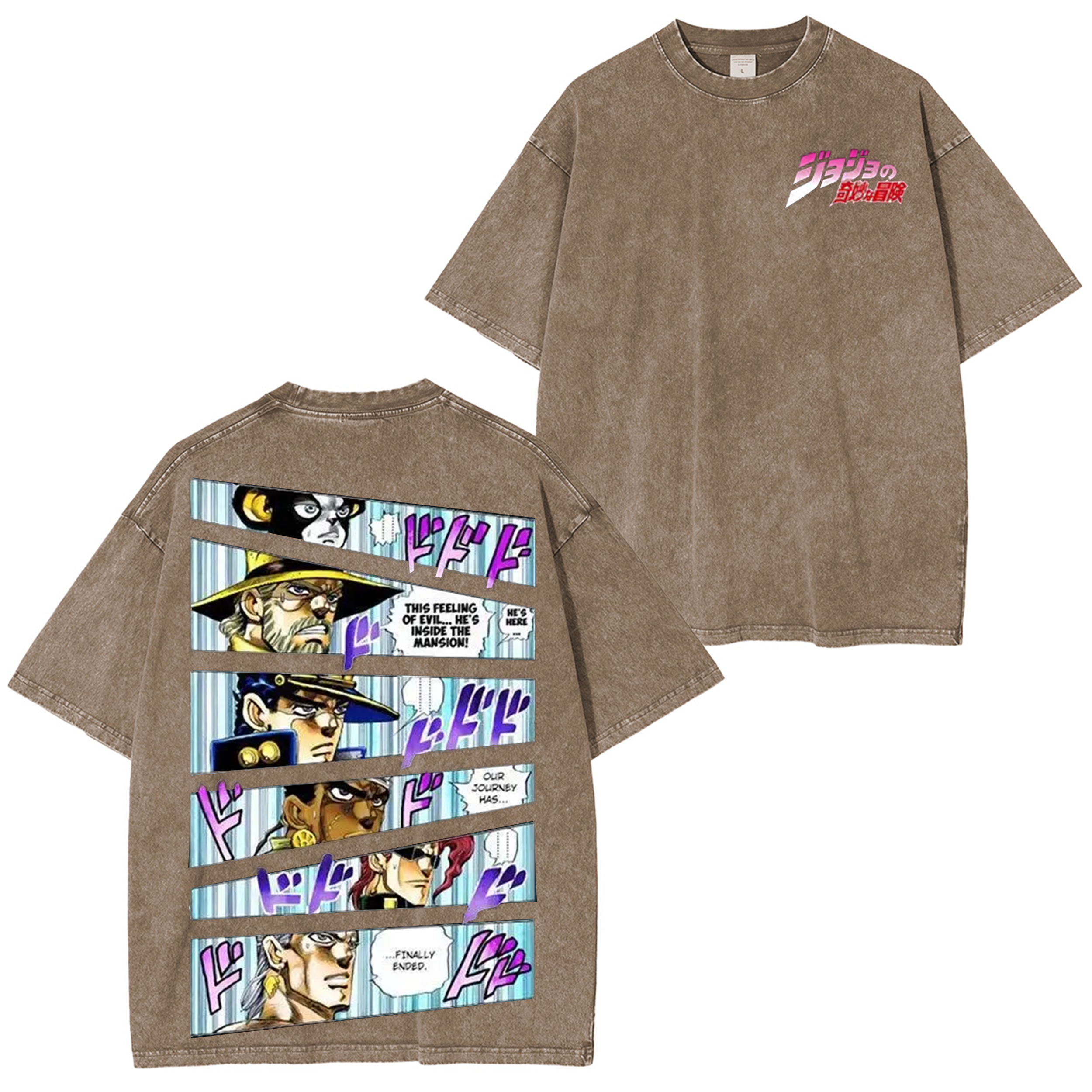 Camiseta vintage unisex lavada de anime japonés JoJo's Bizarre Adventure