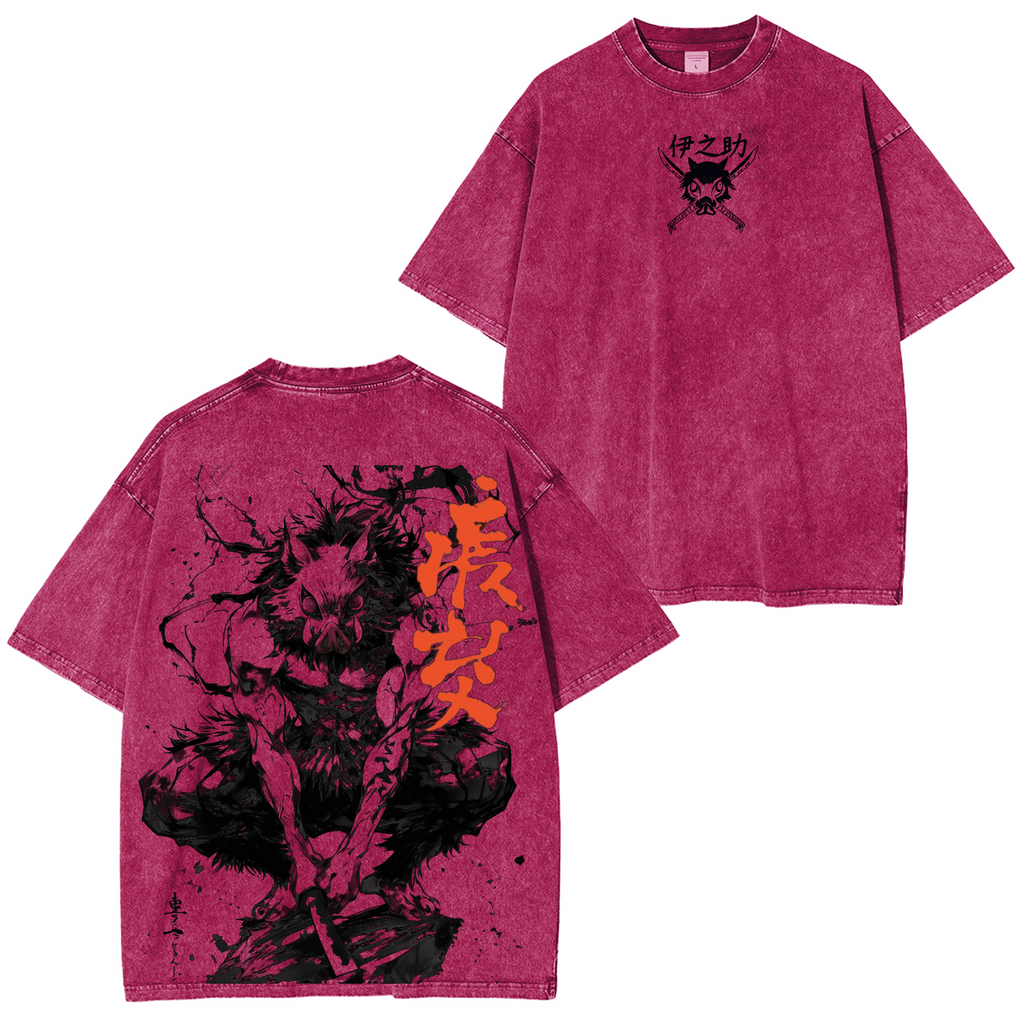 Hashibira Inosuke Demon Slayer Anime Unisex Washed T-Shirt