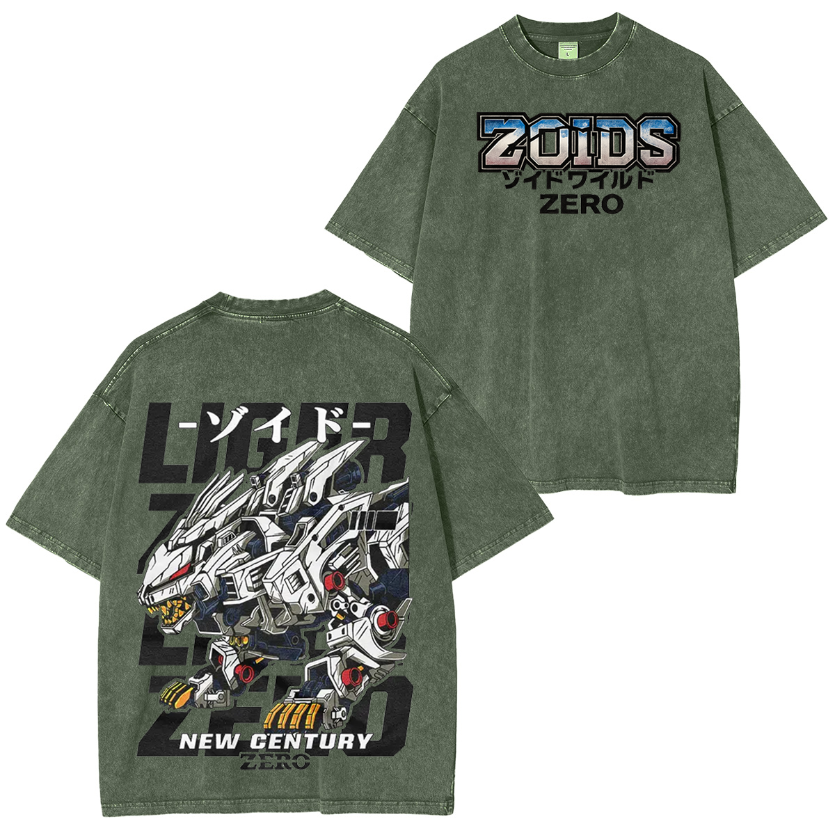 Camiseta unisex lavada estilo vintage Liger Zero Zoids New Century Zero Streetwear