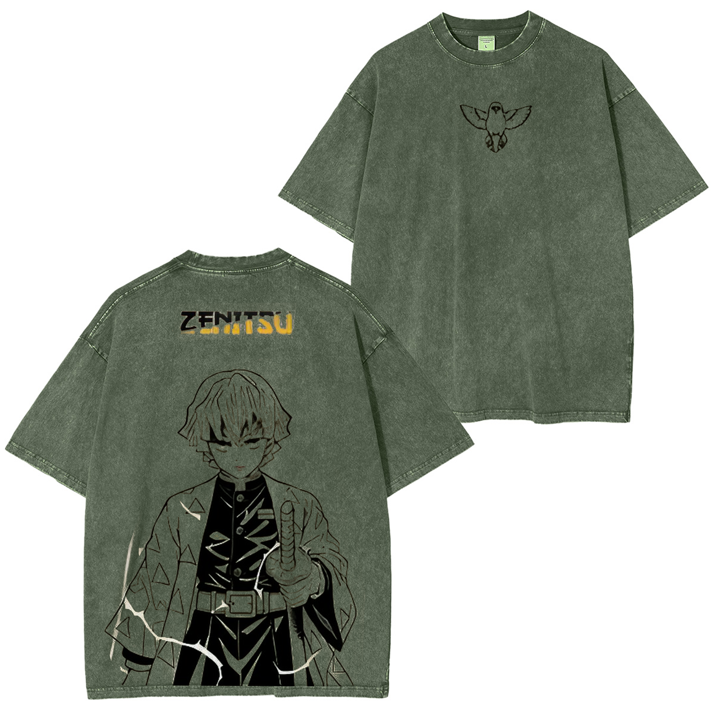 Demon Slayer Zenitsu Anime Unisex Washed T-Shirt