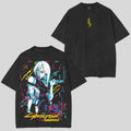 T-shirt léger unisexe délavé à l'acide Lucy Neoncore Edgerunners édition limitée rétro