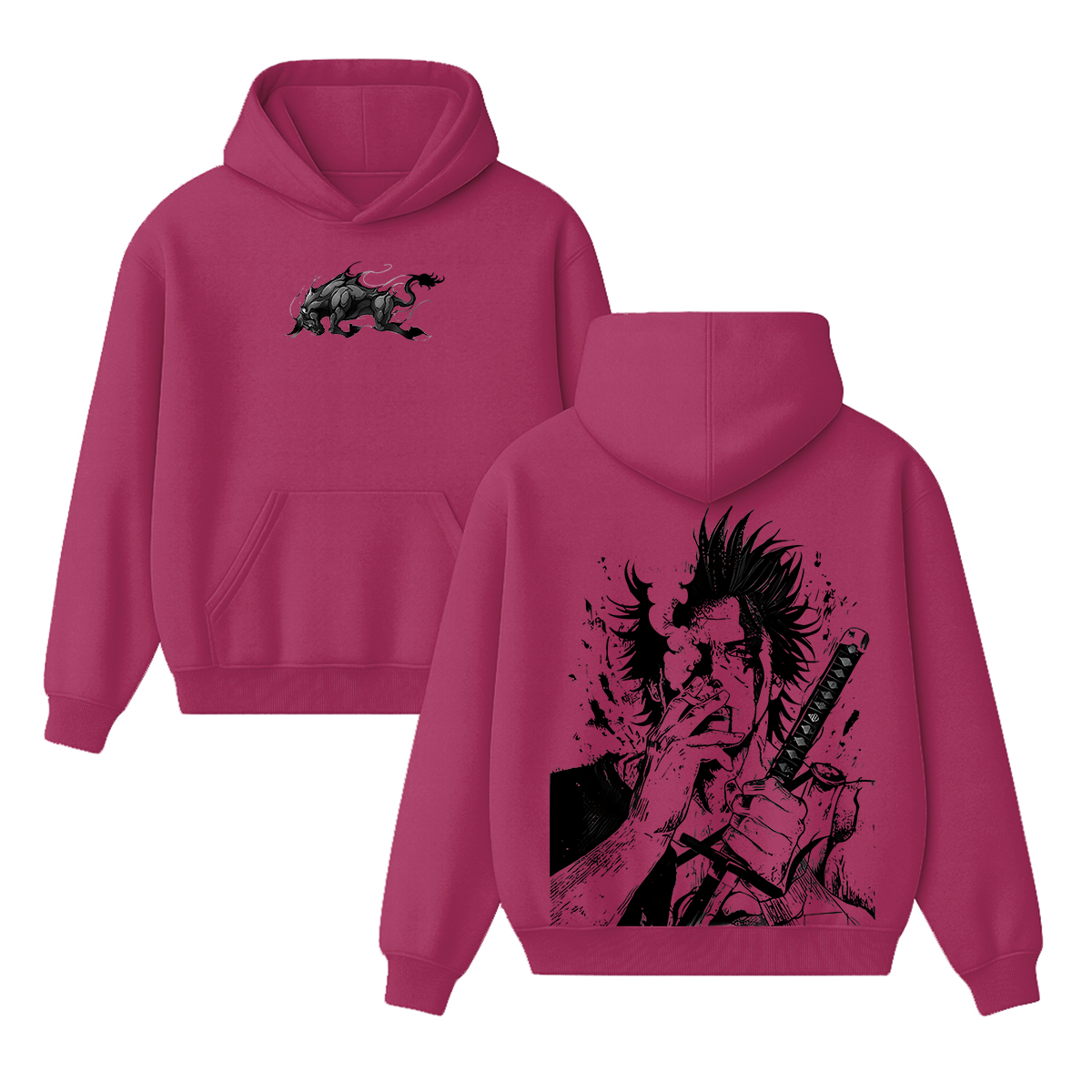 Sudadera Unisex Vintage de Doble Estampado Yami Sukehiro x Black Bulls Anime Black Clover