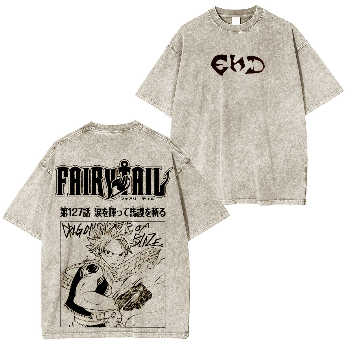 Camiseta/Sudadera de cuello redondo/Sudadera con capucha FAIRY TAIL lavado vintage