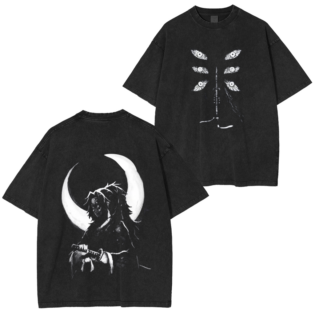 Kokushibo-Demon Slayer Camiseta vintage desgastada/Cuello redondo/Sudadera con capucha
